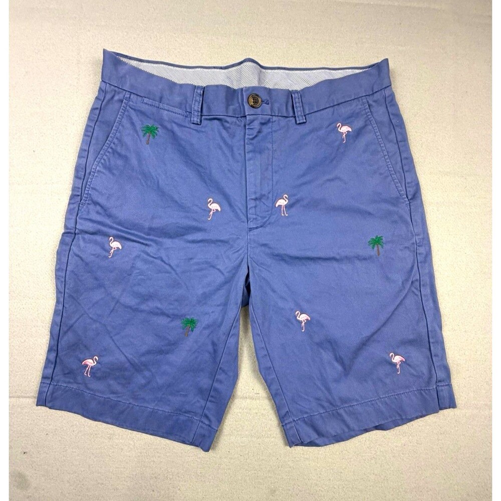 Brooks Brothers Men’s Chino Shorts Blue Cotton Flat Front Button Pockets 9" 33